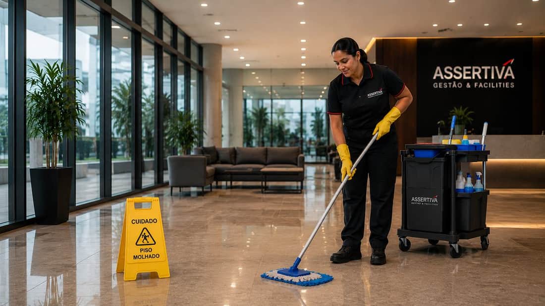 Equipe de limpeza profissional da Assertiva